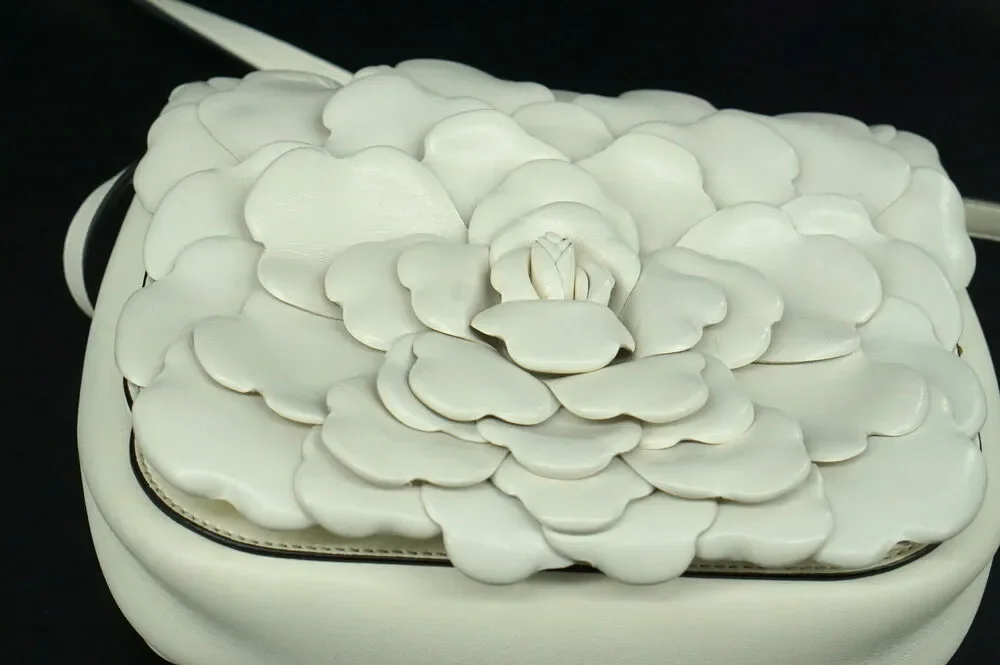 Valentino Garavani Atelier Rose 03 Small Leather Shoulder Bag Ivory Flower $2995